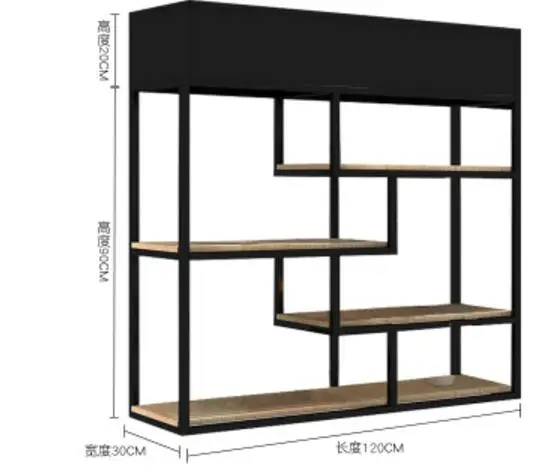 Tie yi partition shelf simple solid wood partition flower shelf restaurant cafe office retro short flower shelf