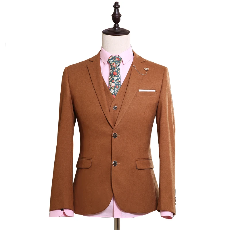 OSCN7 2019 New Tailor Made Suits Men 3 Piece Gentleman Business Wedding Custom Mens Suit Blazer Customize 9787-10 | - Цена: 