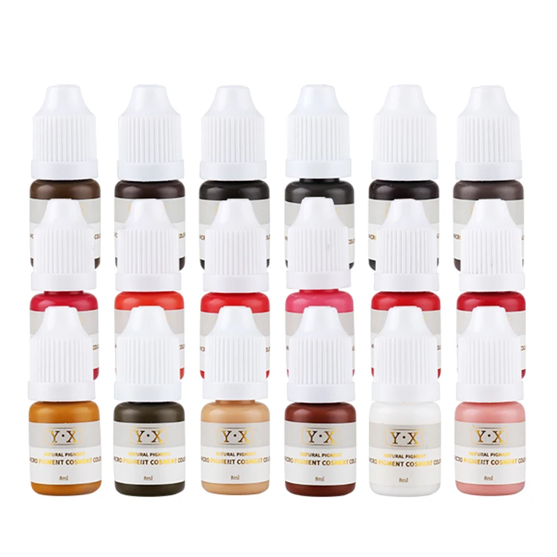 

23 color Permanent makeup eyebrow pigments Micro lipstick inks tattoo ink set 8pcs for Microblading Eyebrow Lip Eyeliner Makeup