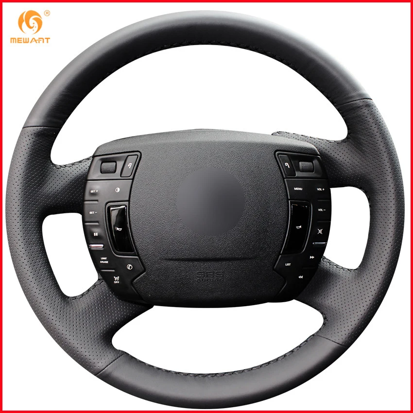 

MEWANT Black Genuine Leather Car Steering Wheel Cover for Citroen C5 2008-2017 Interior Accessories Parts