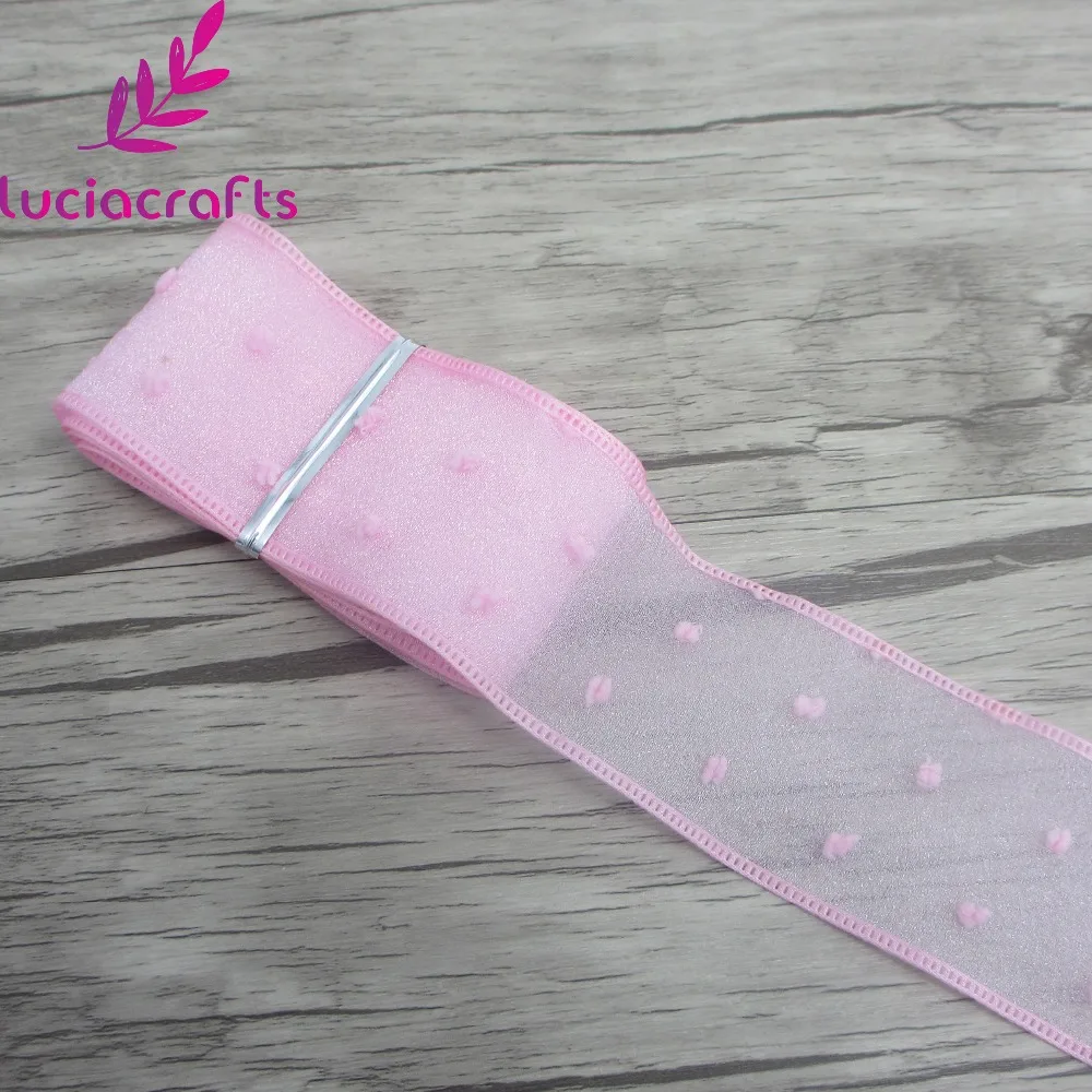 Lucia Crafts 40 мм двухслойная лента из органзы с принтом в горошек для упаковки и банта