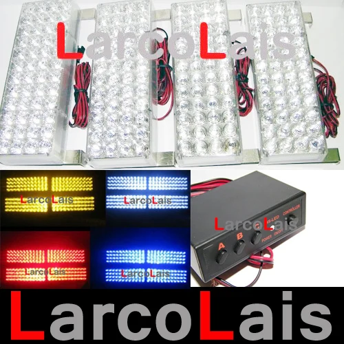 Yellow White Blue Amber Red Green 4x48 Led Strobe Flash Warning Ems