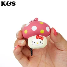 10pcs lot 2colors Mushroom Squishy Toys Hello Kitty Licensed Squishies Wholesale 5cm Cute Original Package Charm