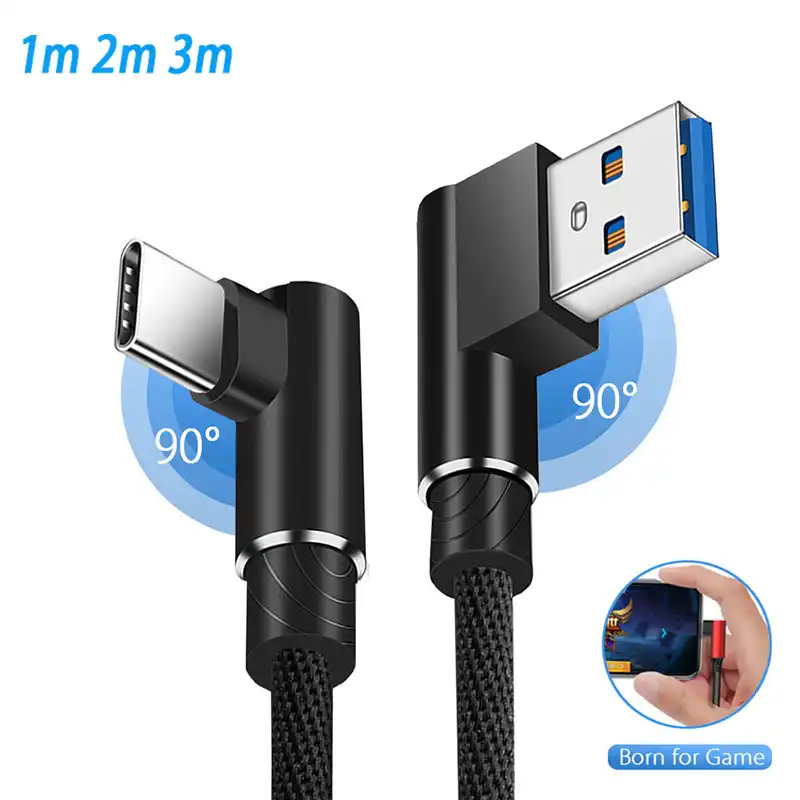 90 Degree Right Angle Usb Type C Cable 3m 3 Meter Cabo Tipo C For Xiaomi Black Shark 2 Mi8 Pro Mi 9 Huawei Usbc Kabel For Gaming Aliexpress