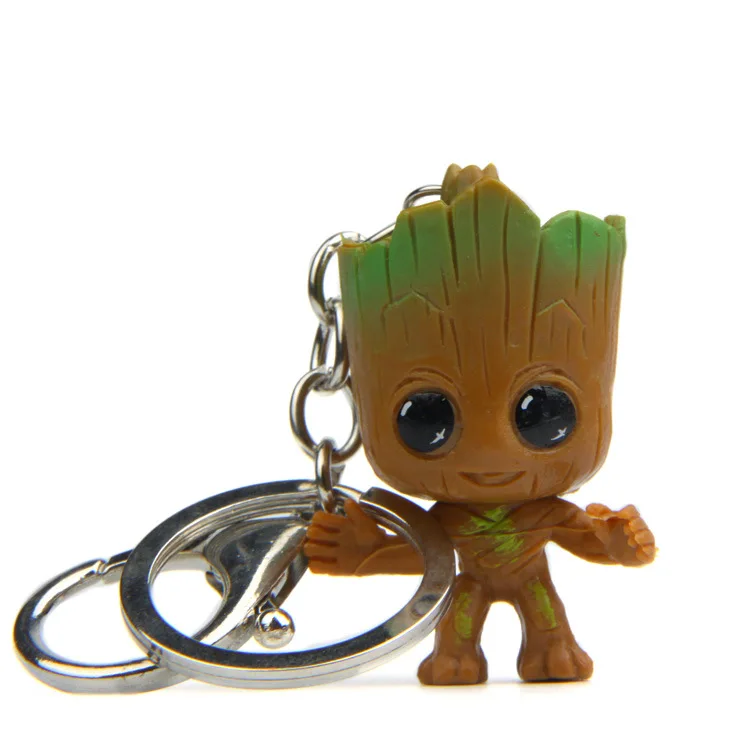 4PCS Guardians of the Galaxy Baby Tree Man Grootted Keychain Toys Figure 5cm Guardians Treeman Keychain Keyring Car Toys