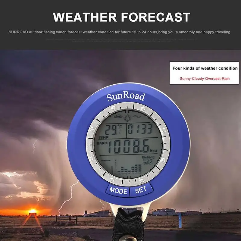 Mount Chain SR204 рыболовный барометр, термометр, отслеживает 6 местоположения сразу, давление воздуха, температура, ЖК-цифровой рыболовный инструмент