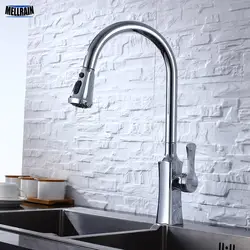 Вытащить Кухня вода смеситель черный, белый цвет Никель матовый 3 цвета выбор одно отверстие Кухня Раковина Водопроводной воды Waretap