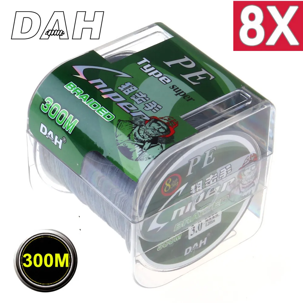

DAH Sniper8 Super Strong 300M 8 Strands Weaves PE Braided Fishing Line Rope Multifilament 15LB 20LB 30LB 40LB 50LB 65LB 80LB
