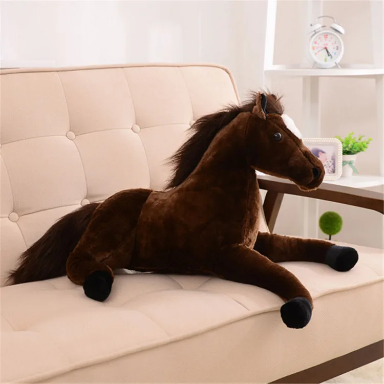 65*33 см 2 цвета имитационная модель Черная лошадь мягкая плюшевая игрушка хорошее качество подарок коричневая лошадка с куклой лошадь плюшевая игрушка - Цвет: Коричневый
