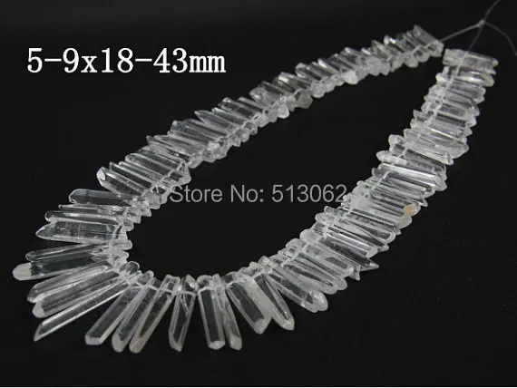 Clear Raw Crystal Point Top Drilled Tusk Stick Pendant beads AA Grade Quality Polished Crystal Quartz