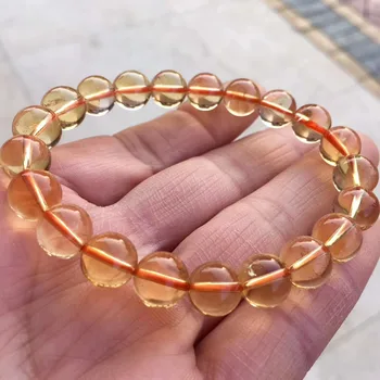 

Genuine Natural Citrine Quartz Yellow Gemstone Round Beads Bracelet Wealthy Woman 7mm 8mm 9mm Beads Crystal Birthday Gift AAAAA