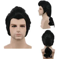 Аниме Красавица и Чудовище принц Гастон парик черный парик с короткими вьющимися волосами косплей Хэллоуин ролевые игры синтетические
