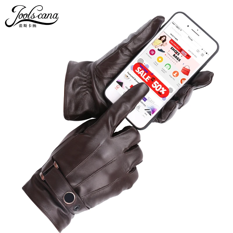 JOOLSCANA top1gloves الرجال جلد طبيعي الشتاء الحسية التكتيكية قفازات الأزياء المعصم اللمس شاشة محرك الخريف نوعية جيدة