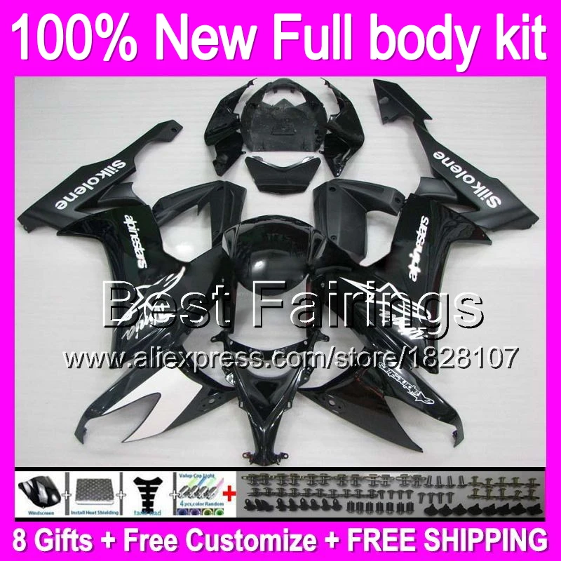 

Fairing For KAWASAKI NINJA ZX-10R 08-10 new black 6B7 ZX10R ZX 10R 08 09 10 2008 2009 2010 custom +decal gloss black stars
