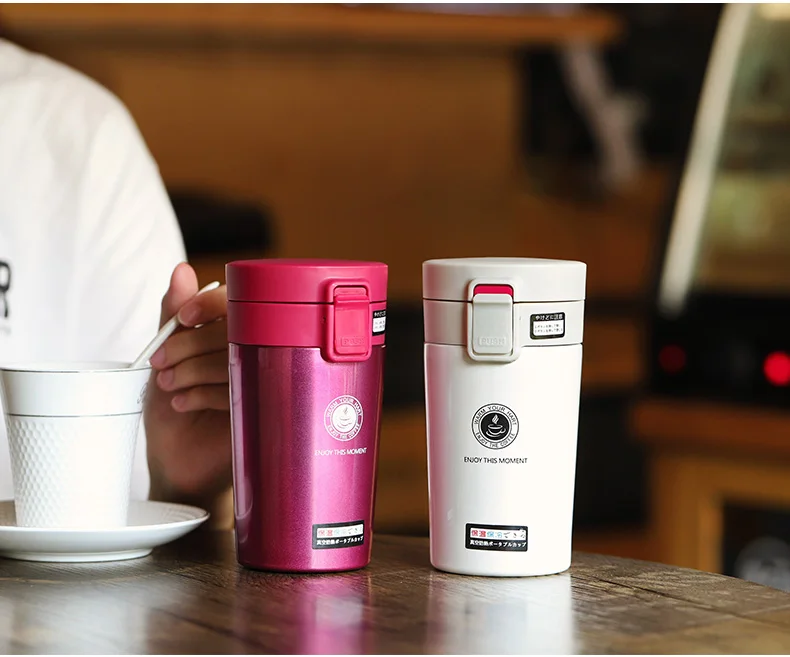 Cute Thermose Cup Thermal Bottle for coffee Vacuum Flasks Cafe Thermose one hand touch stainless steel (8)