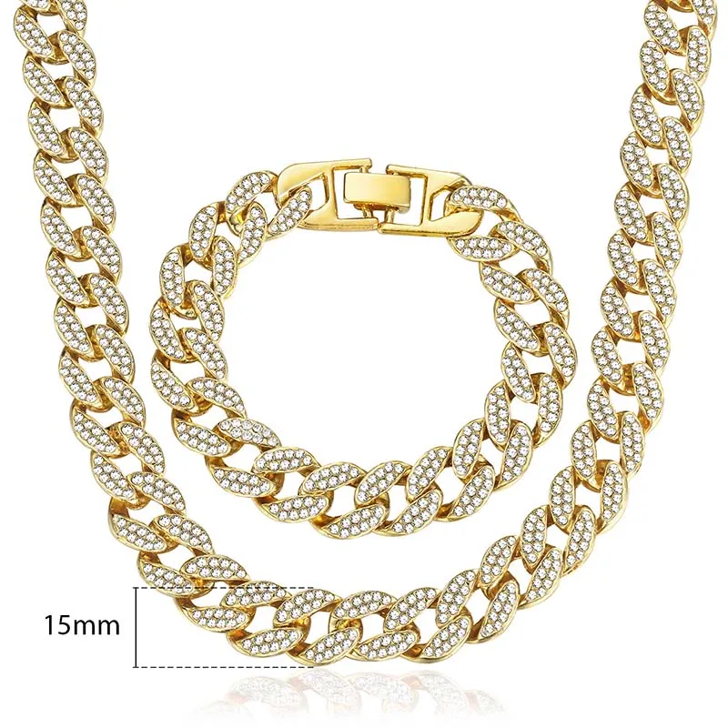 Хип хоп мужской комплект ювелирных изделий Iced Out CZ золото в Майями Снаряженная