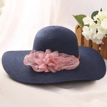 

2018 New Wholesale and Retail Fashion Women Wide Large Brim Floppy Summer Beach Sun Straw Hat Cap with Flowers Free Shipping