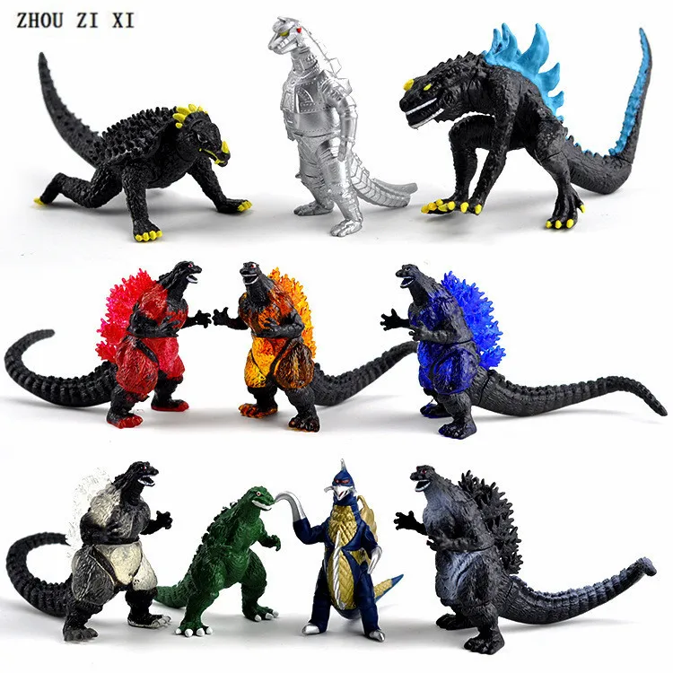 

10pcs/lot Godzilla anime action figure handmade toys perfect quality anime figurine the dinosaur toys for children