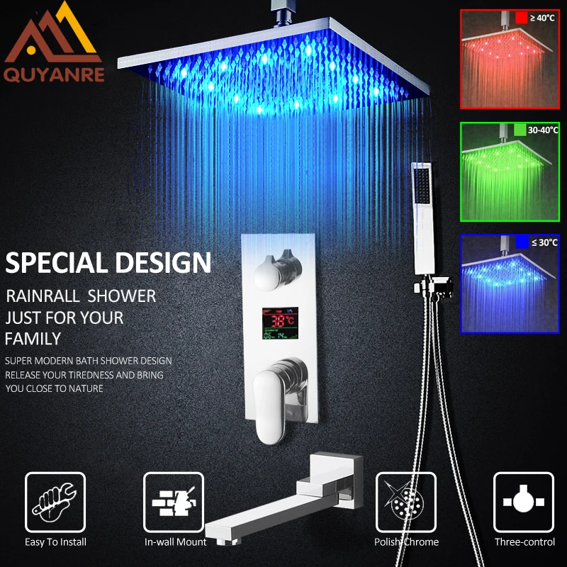 Buy Quyanre LCD 12" Digital Display Shower Faucets Set