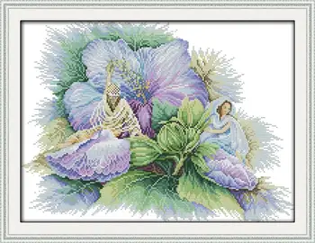 

Purple beautiful faery 2 DIY Needlework Patchwork DMC counted Cross Stitch Kits Set for Embroidery Knitting Needles crafts hobby