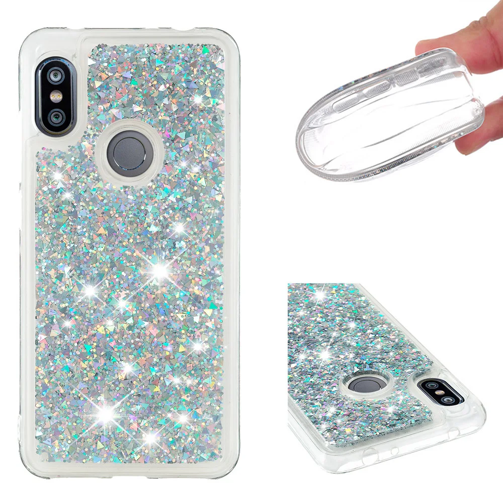 

Shining quicksand TPU anti-fall Love Heart phone case is suitable for Xiaomi Redmi Note 6 / Note 6 Pro