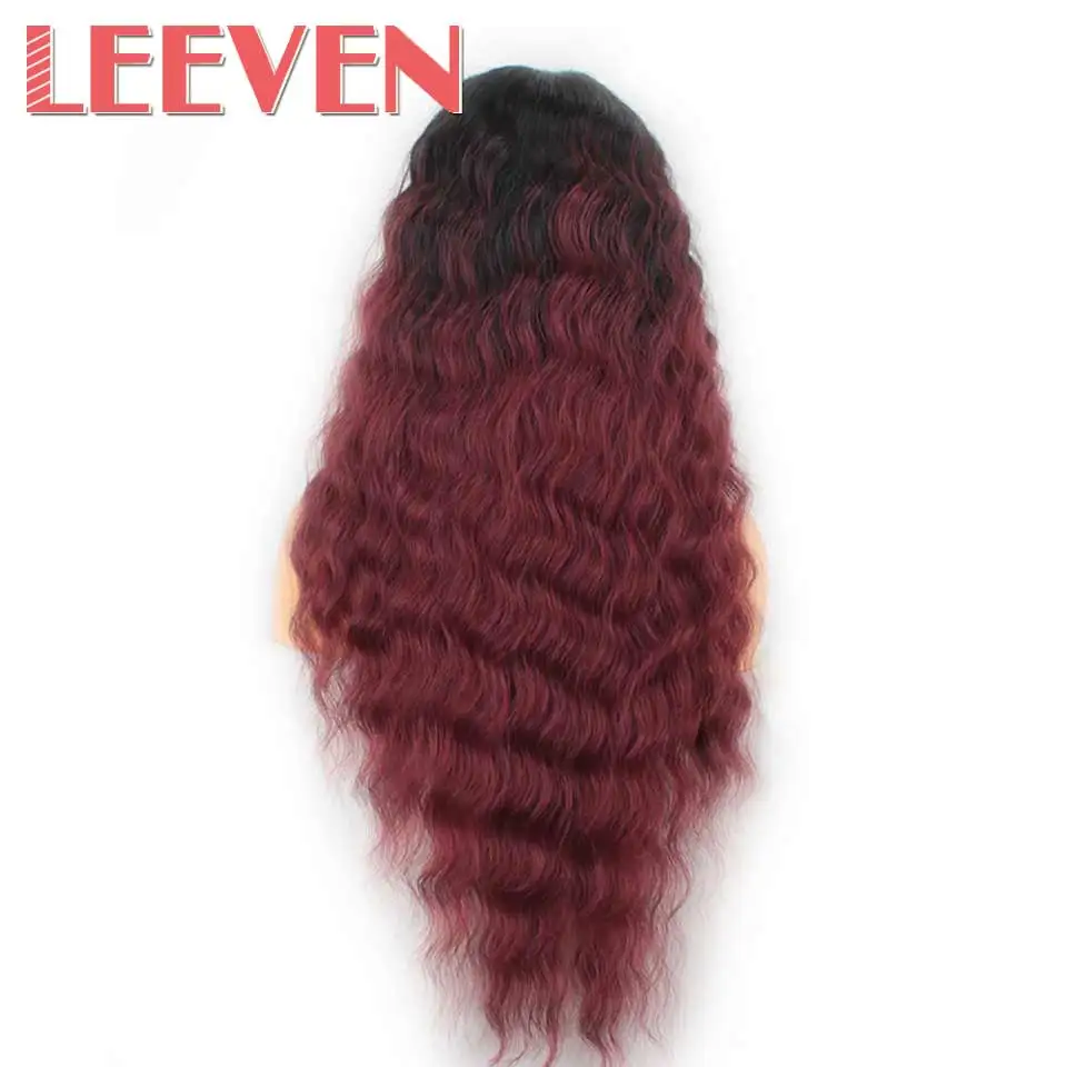 Leeven 30inch Loose Wave Synthetic Lace Front Wig For Woman Wigs Middle Part Lace Front Wig Long Wigs - Color: T530