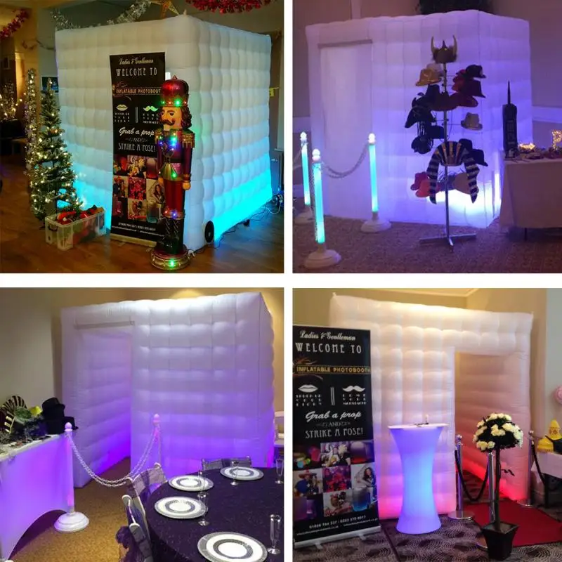 Sale News 8.2ft*5.9ft*7.38ft mini Inflatable photo booth party Backdrop stand  with LED strip on bottom Inflatable Tent For party 6