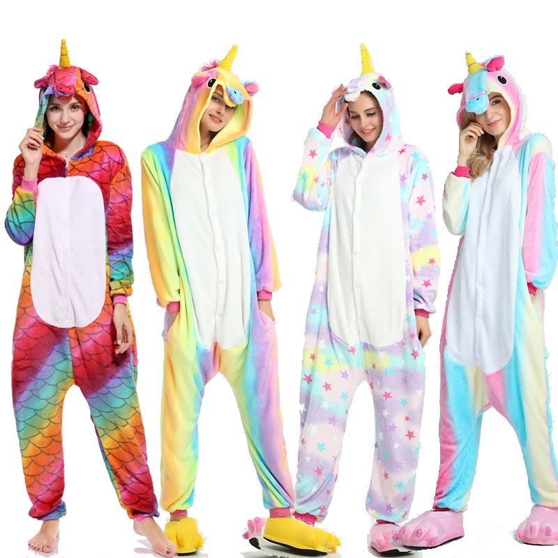 

Starry sky Unicorn Sleepwear Animal Kigurumi Onesie Adult Men Women Pajama Soft Fancy Anime Unicornio Pijima Nightwear Onepiece
