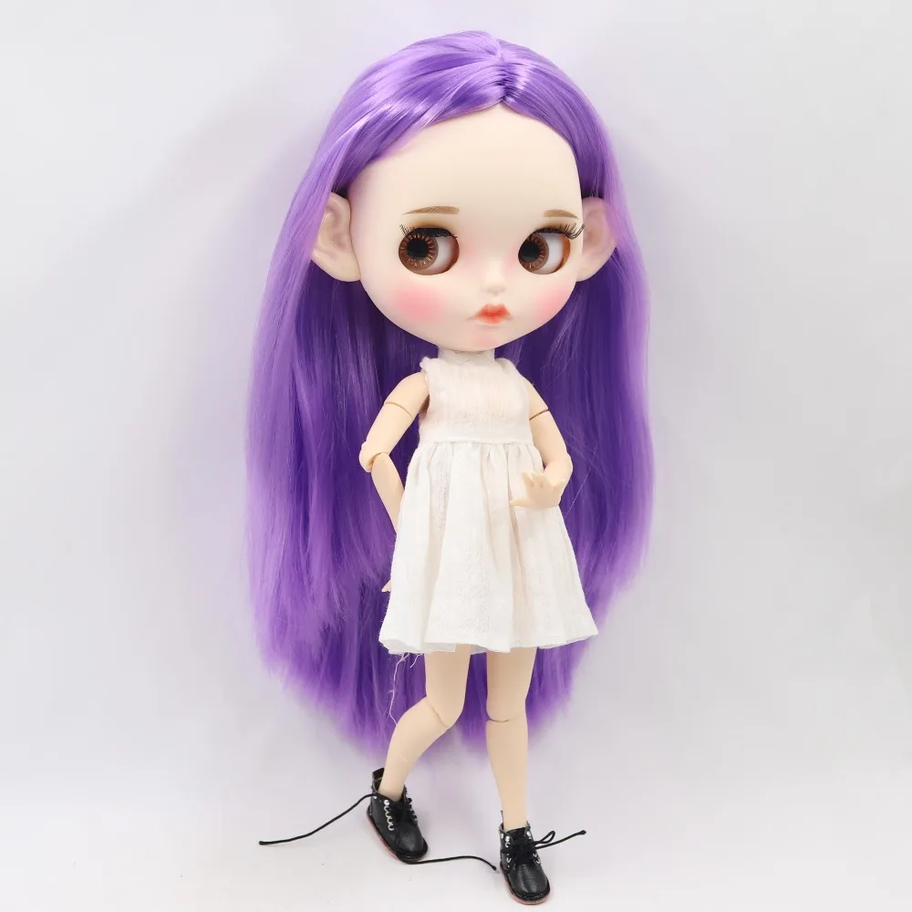 Ледяная кукла DBS Blyth 1/6 bjd белая кожа сужение тела фиолетовые волосы матовое лицо