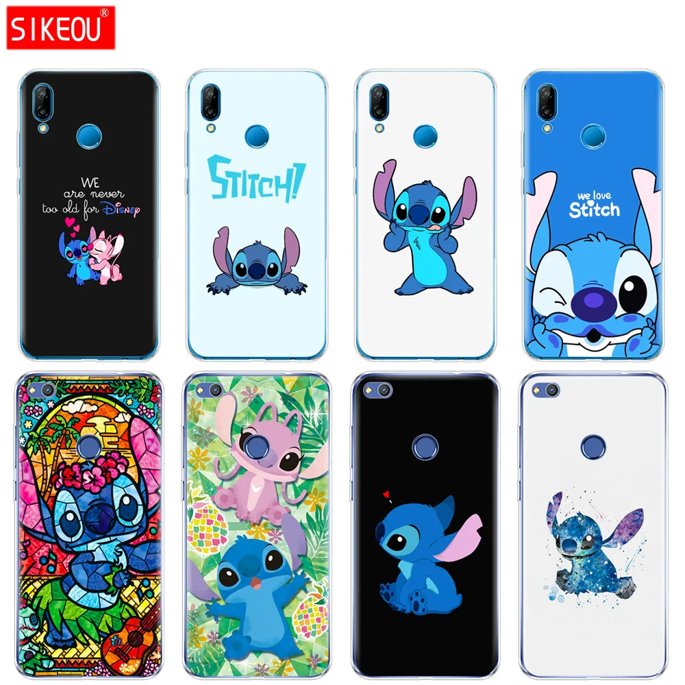 

Silicone Cover Phone Case For Huawei P20 P7 P8 P9 P10 Lite Plus Pro 2017 P Smart 2018 coque bumper cute cartoon Lilo Stitch