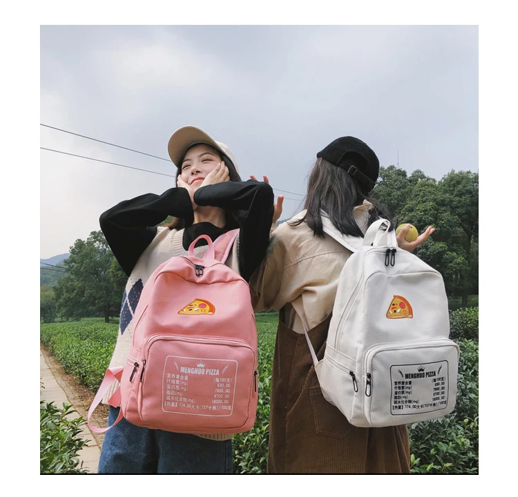 Pizza Embroidery Women Backpack for School Teenagers Girls Preppy Style School Bag Ladies Canvas Backpack Female Bookbag Mochila_34_10