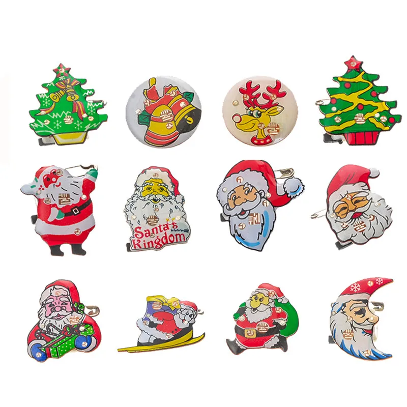 

Urijk Christmas LED Glitter Brooch Decorative Brooch For New Year Christmas Evening Gifts Santa Claus Tree Glowing Badge Clothes