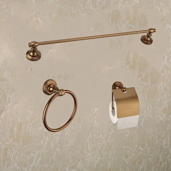 

luxury antique bathroom accessories set double 50cm towel rack bathroom towel ring holder and bathroom paper holder antique