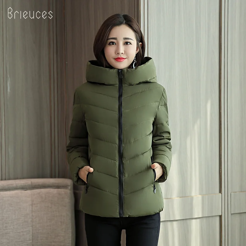 Brieuces Winter Jacket Women Cotton Short Jacket 2018 New Girls Padded Hooded Warm Parkas Winter Coat Women Plus Size 4XL