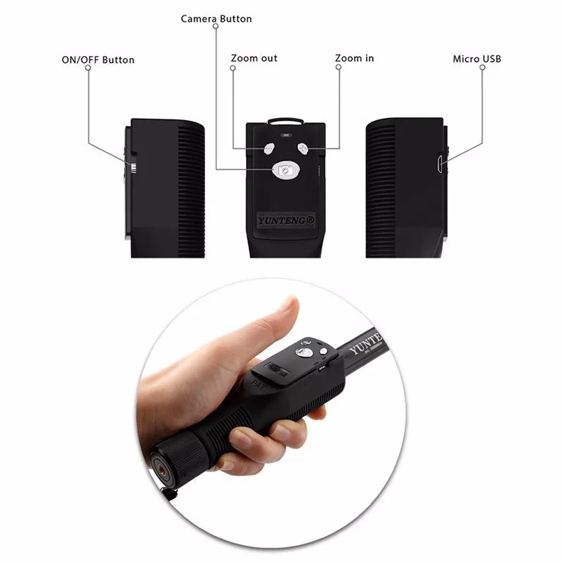 Yunteng 1288 Bluetooth селфи палка Выдвижная монопод ручка Штатив Держатель крепление для