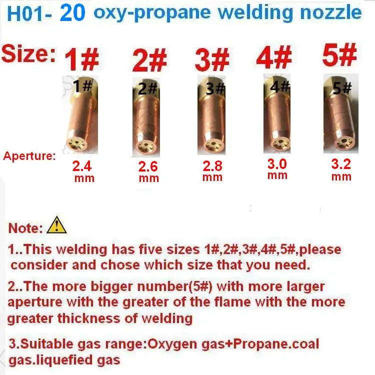 5 шт./лот h01-20 кислород, пропан сварки сопла/сварочный наконечник Размеры 1 #2 #3 #4 #5 # для h01-20 Сварочная горелка