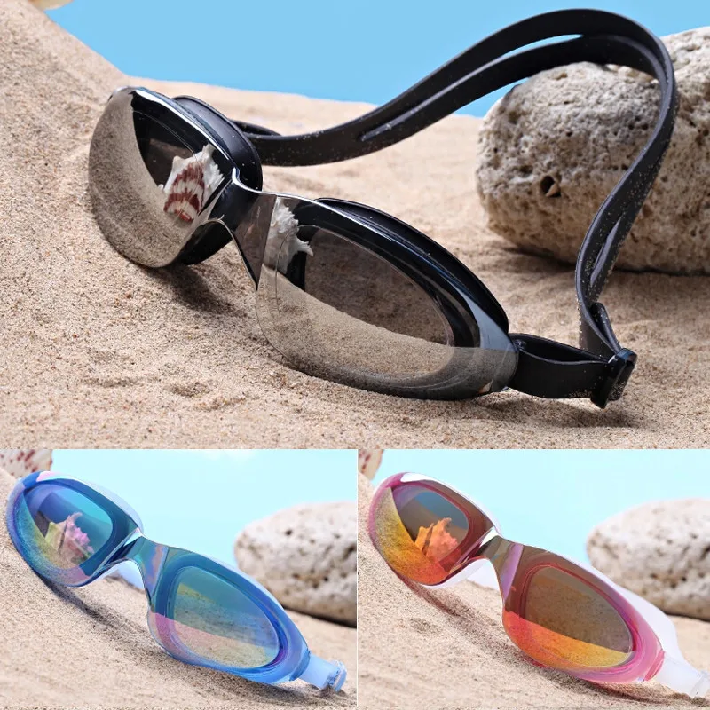 Мужские и женские профессиональные гальванические плавающие противотуманные очки с защитой от ультрафиолетовых лучей Водонепроницаемые очки для плавания