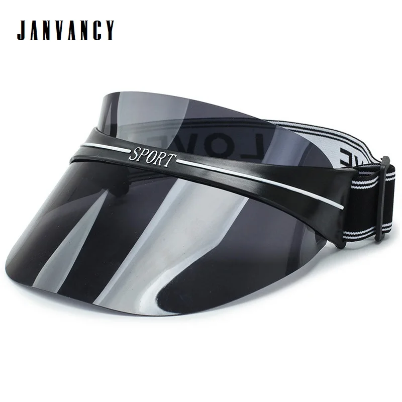 

Summer Topless Beach Sun hat with Clear plastic visor Letter strap Sunscreen Transparent Cap for Men Women Tennis Playa Tourism