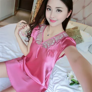 

2018 Summer Lady Nightgown Women Nightwear Nightdress Female Sleeveless Nighty Sexy Sleepwear Sleepshirt Home Clothing AD0268