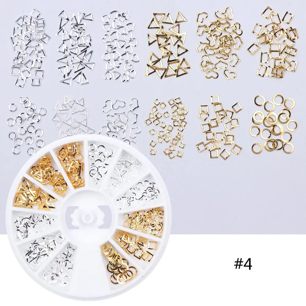 1 шт 3D золотые, серебряные, полые металлические рамки для дизайна ногтей Декоративная заклепка геометрические Ломтики DIY маникюрные аксессуары из сплава с блестками шпильки LA773 - Цвет: 4