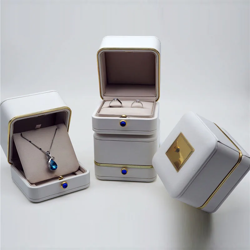 Плюшевые белые шкатулки для украшений ожерелье свадебное кольцо коробка Пномпень Ювелирные изделия Органайзер и упаковка Рождественский подарок