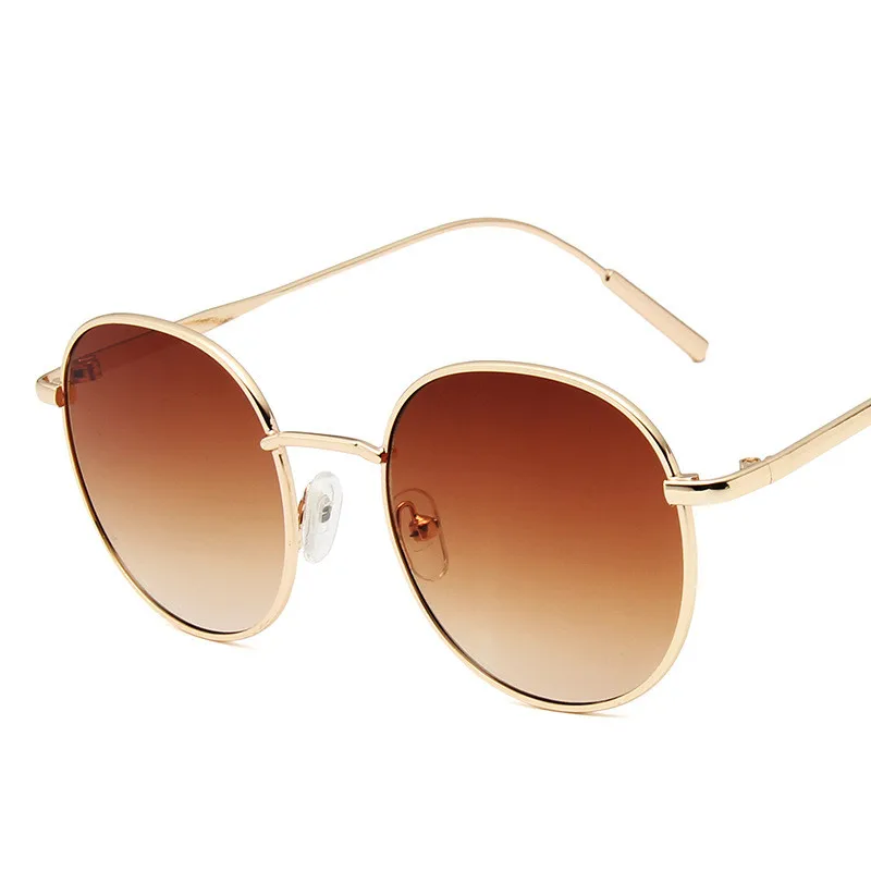 RBROVO, круглые солнцезащитные очки с большой оправой, для женщин, фирменный дизайн, океанские линзы, зеркальные солнцезащитные очки, сплав, Oculos De Sol Feminino, uv400 - Цвет линз: GoldTea