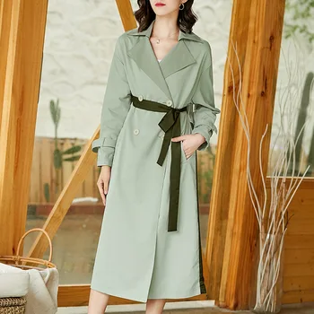 

Trench Coat Woman New Fashion 2019 Autumn Women Casual Windbreaker Outwear Female Turndown Collar Double Breasted Patchwork Coat