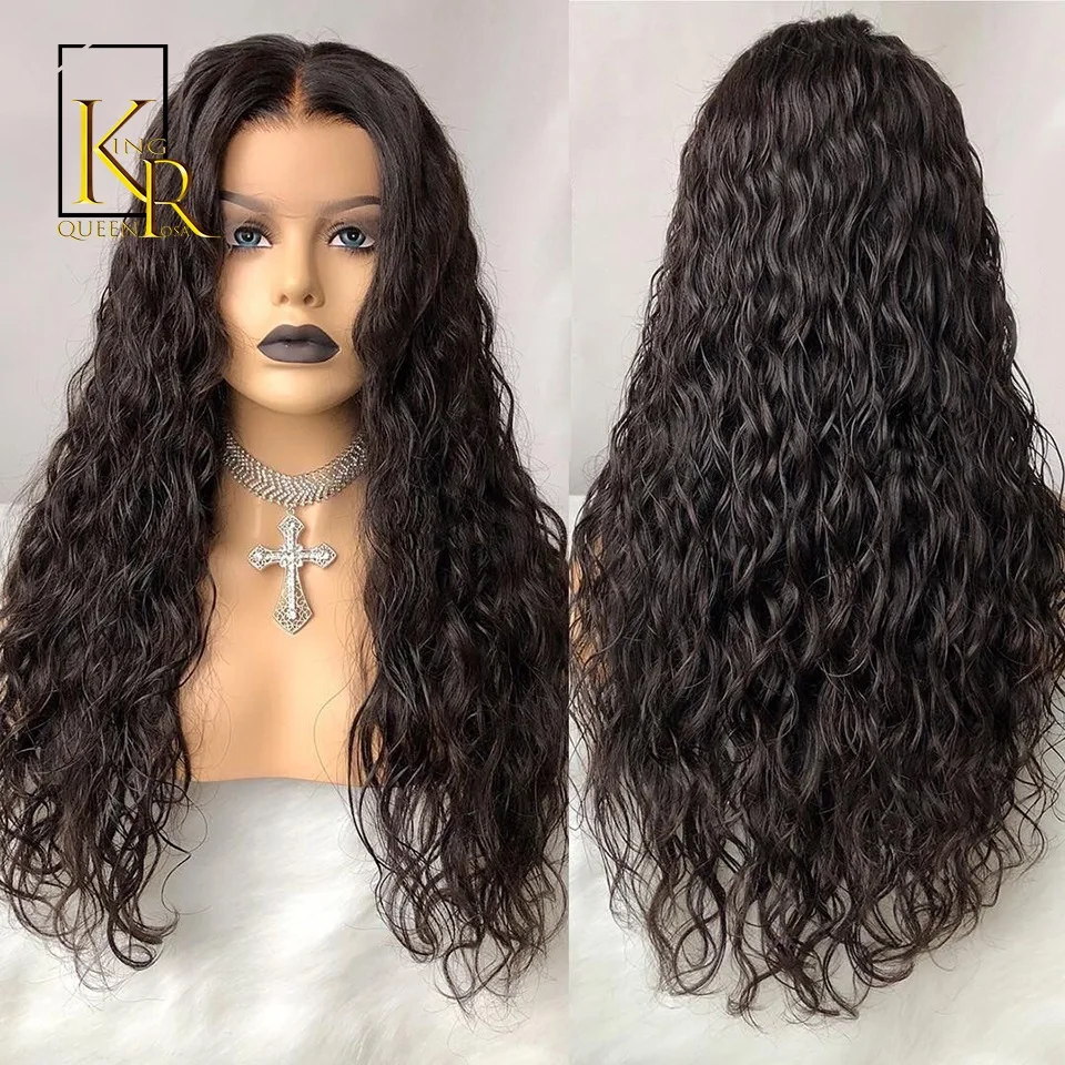 

Water Wave Lace Front Human Hair Wigs For Black Women Brazilian Remy Hair 13X4 Lace Curly Wig Bleached Knots Hair Full End VSBOB