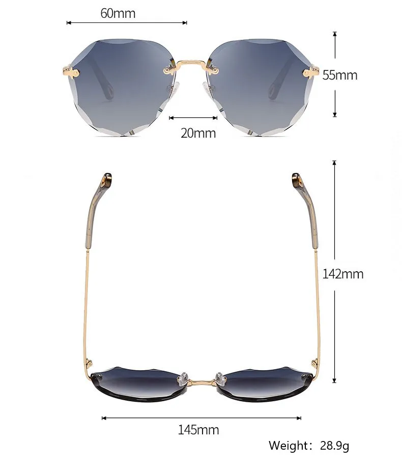 Пилот без оправы Солнцезащитные очки бренда класса «Люкс» дизайнерские ретро круглые солнцезащитные очки новые женские бескаркасные прозрачные цветные линзы очки