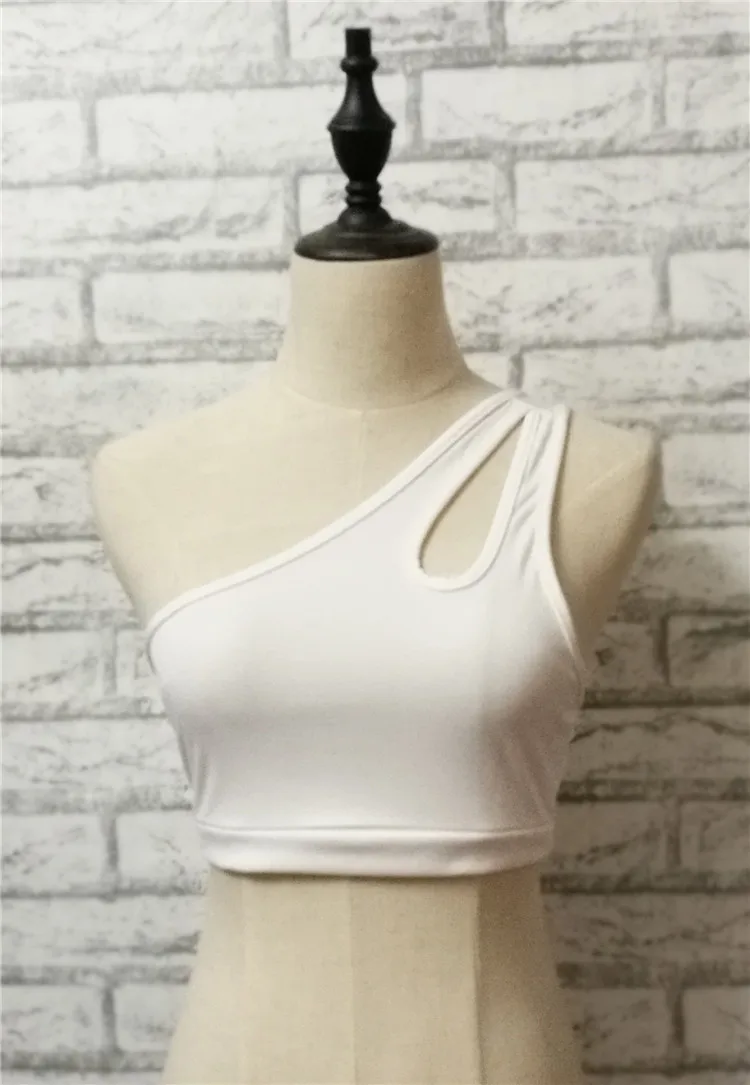 На одно плечо белый укороченный Топ для женщин бюстье жилет полый резервуар для оптовой продажи Прямая поставка Лето harajuku рубашка фитнес feminino Qz