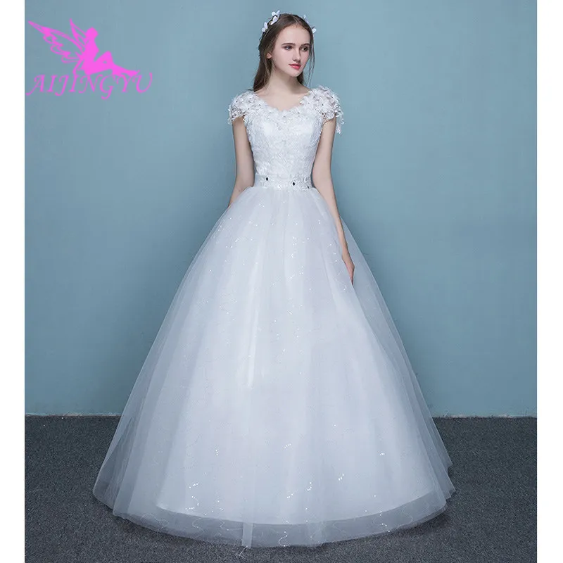 AIJINGYU индивидуальный заказ новое горячее предложение Дешевое вечернее платье кружева назад вечерние свадебные платья свадебное платье FU196