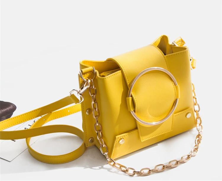 Burminsa летняя сумка через плечо с кольцом для женщин, высокое качество, маленькая цепочка, женские сумки через плечо,, желтая, белая