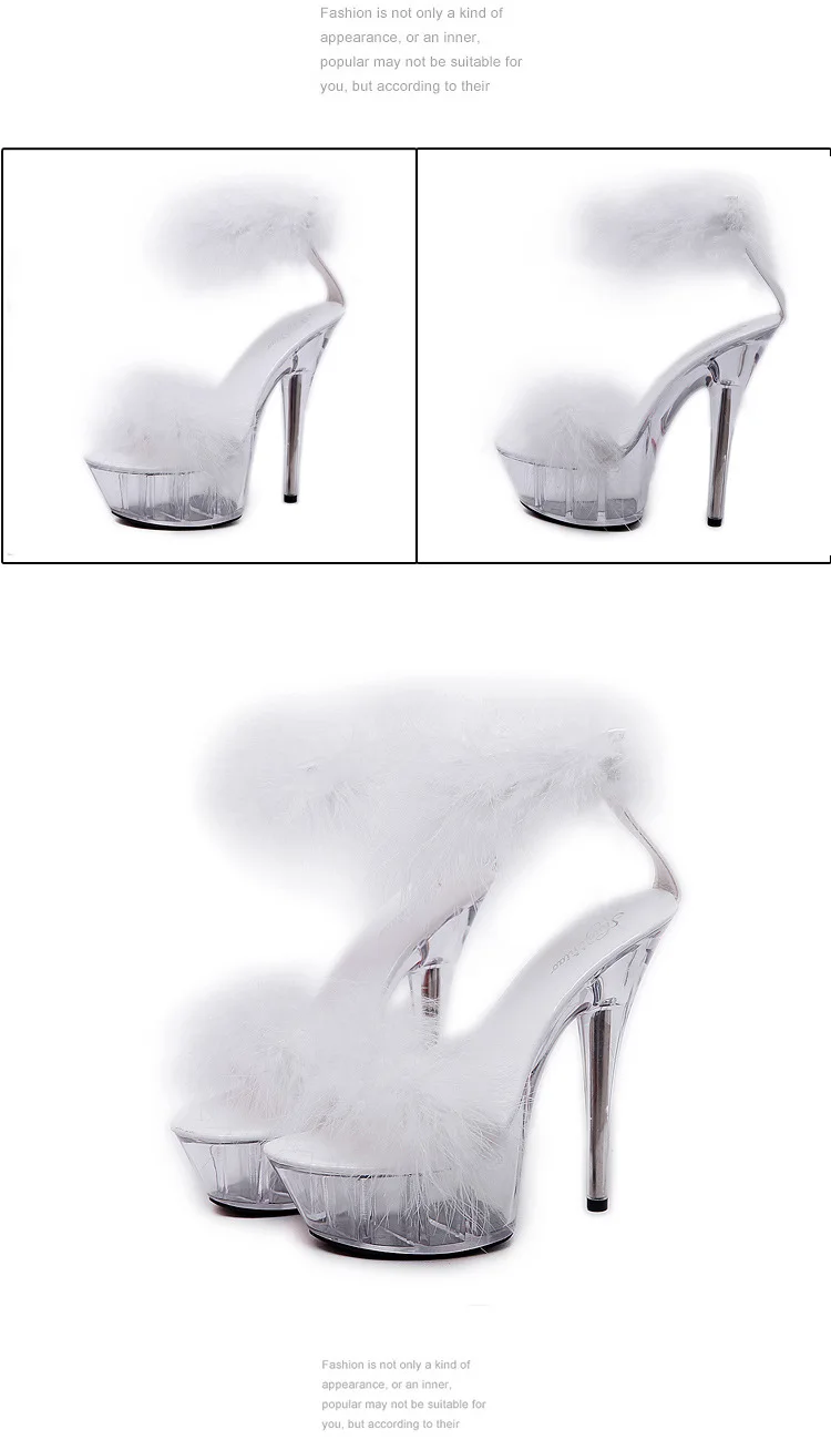 Womens 15cm Fashion Sexy Ladies Black Stiletto Shoes Transparent Crystal White Platform High Heels Sandals Discount31