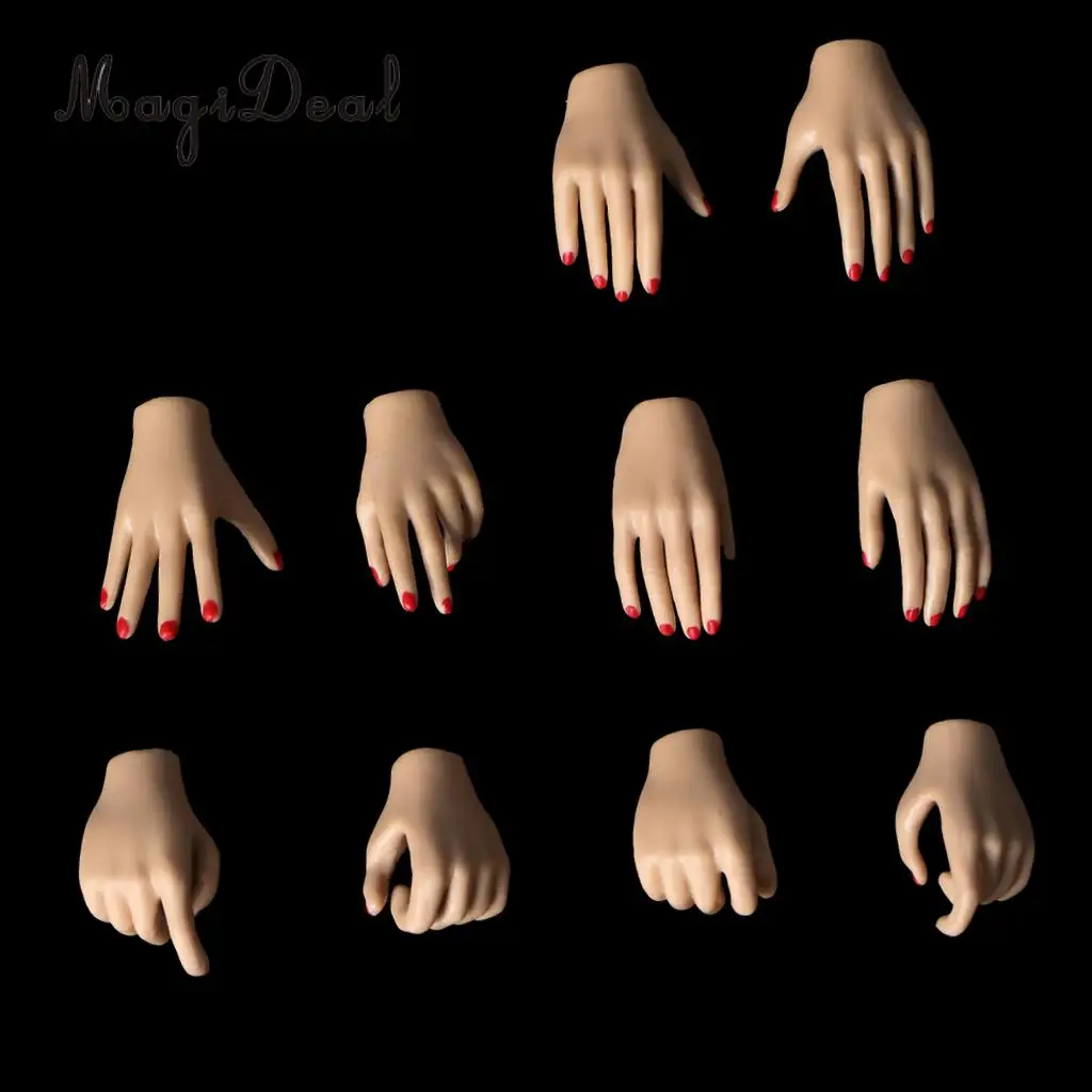 10Pcs PVC 1:6 Scale Womens Hand Models for 12 Inch Female Action Figure Body Dolls Children DIY Making Accs Toys
